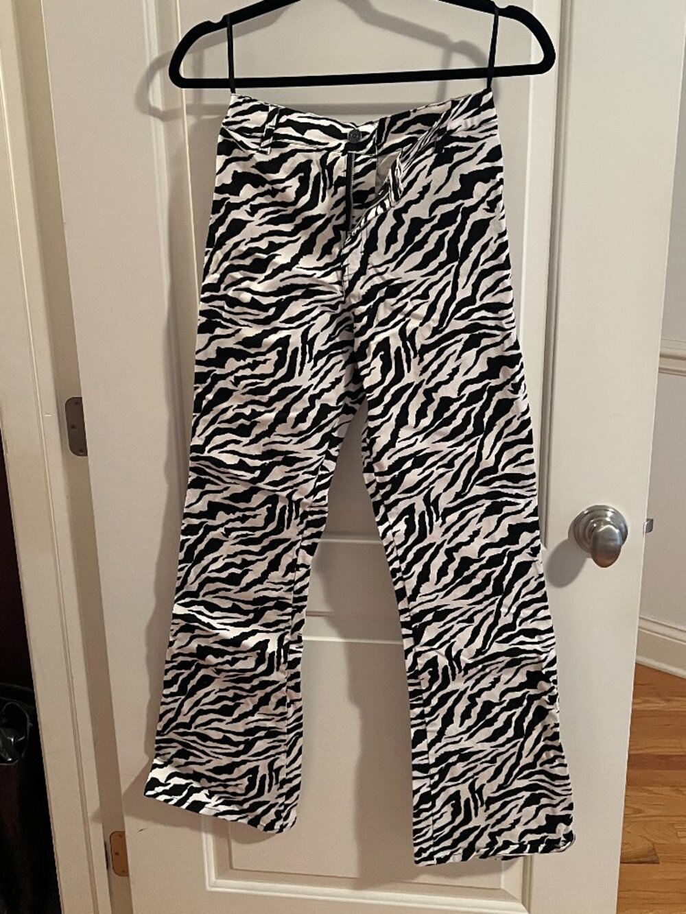 Motel Rocks Zebra Print Satin Flare Pants Size S Y2K Going Out